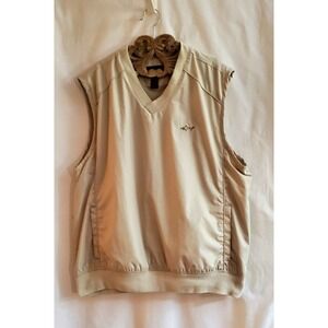Greg Norman Tasso Elba Men's Lined Pullover Golf Vest Khaki L Mock Neck Pockets